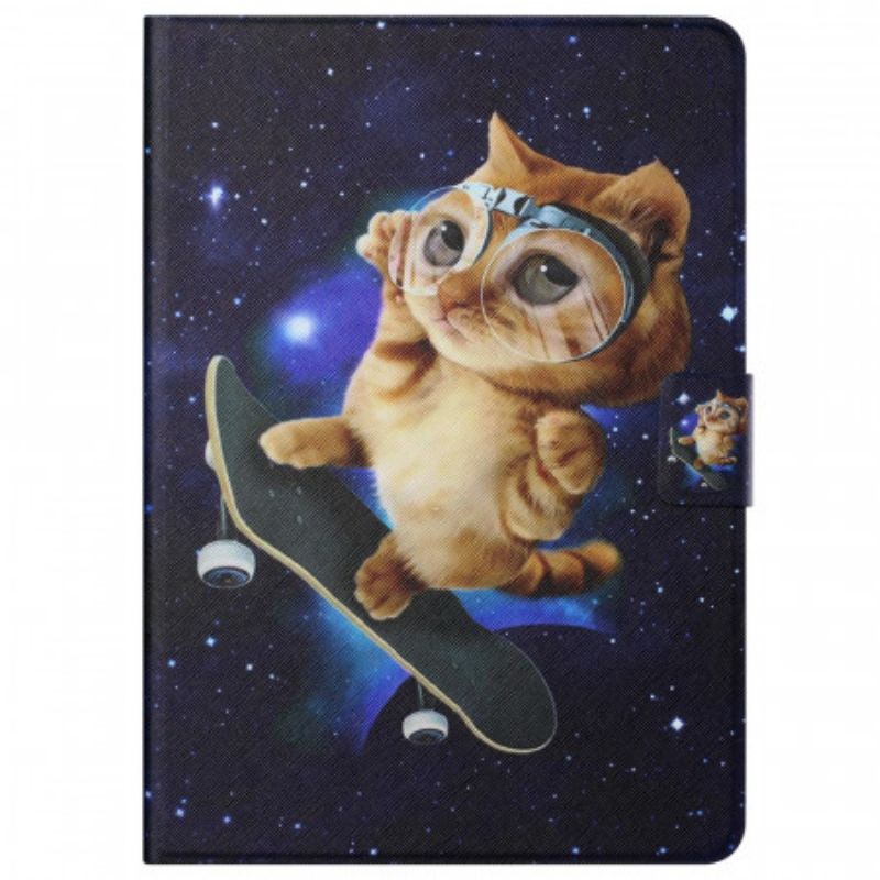 Kožené Puzdro Samsung Galaxy Tab A8 (2021) Cat Skateboarding