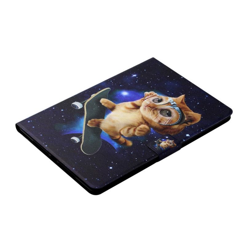 Kožené Puzdro Samsung Galaxy Tab A8 (2021) Cat Skateboarding