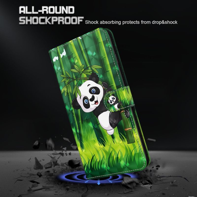 Kožené Puzdro iPhone 15 Plus 3d Bambusová Panda S Remienkom