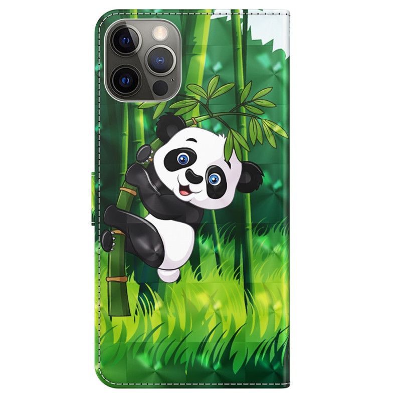 Kožené Puzdro iPhone 15 Plus 3d Bambusová Panda S Remienkom