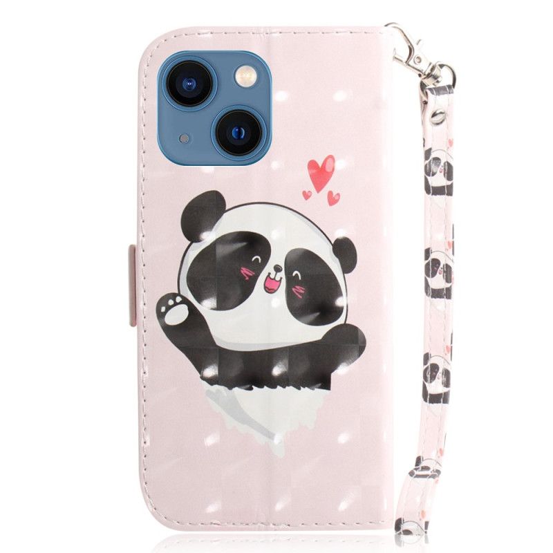 Kožené Puzdro iPhone 15 Plus Panda Love S Popruhom