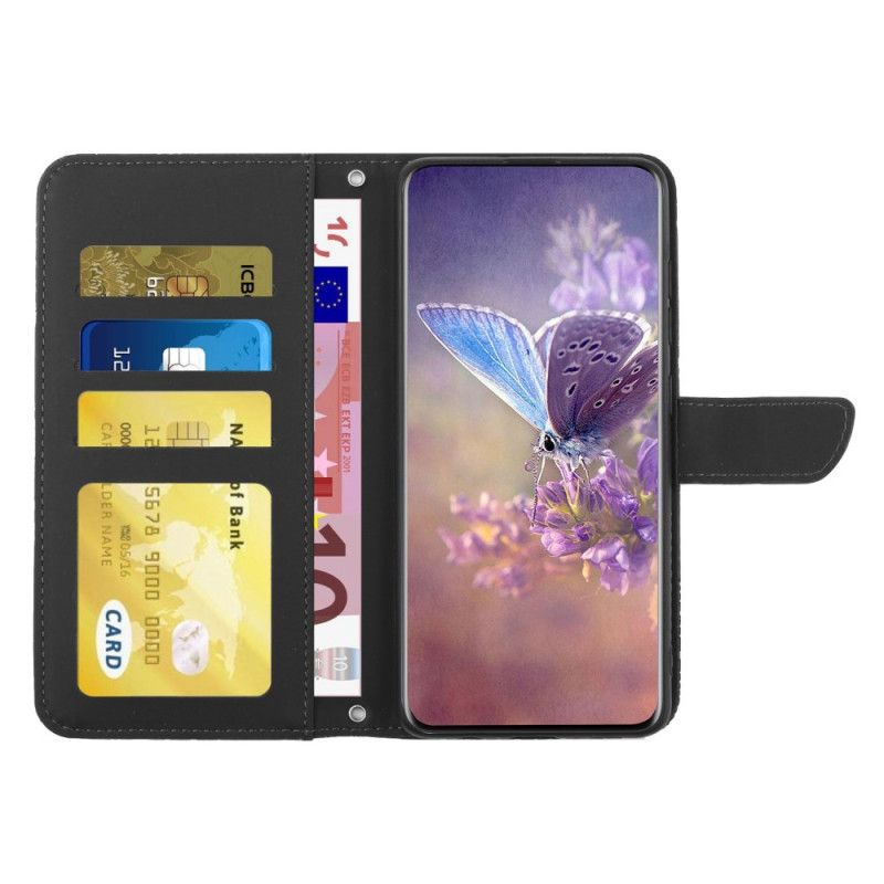 Kožené Puzdro Oppo Find X5 Lite Popruh Butterflies Print