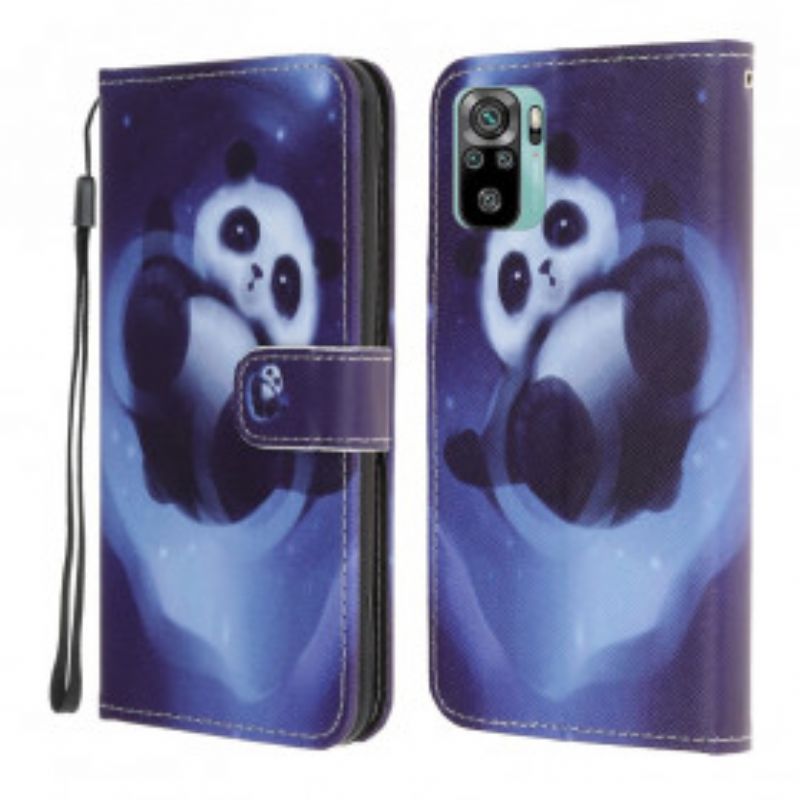 Flipové Puzdro Xiaomi Redmi Note 10 / 10S Panda Space So Šnúrkou