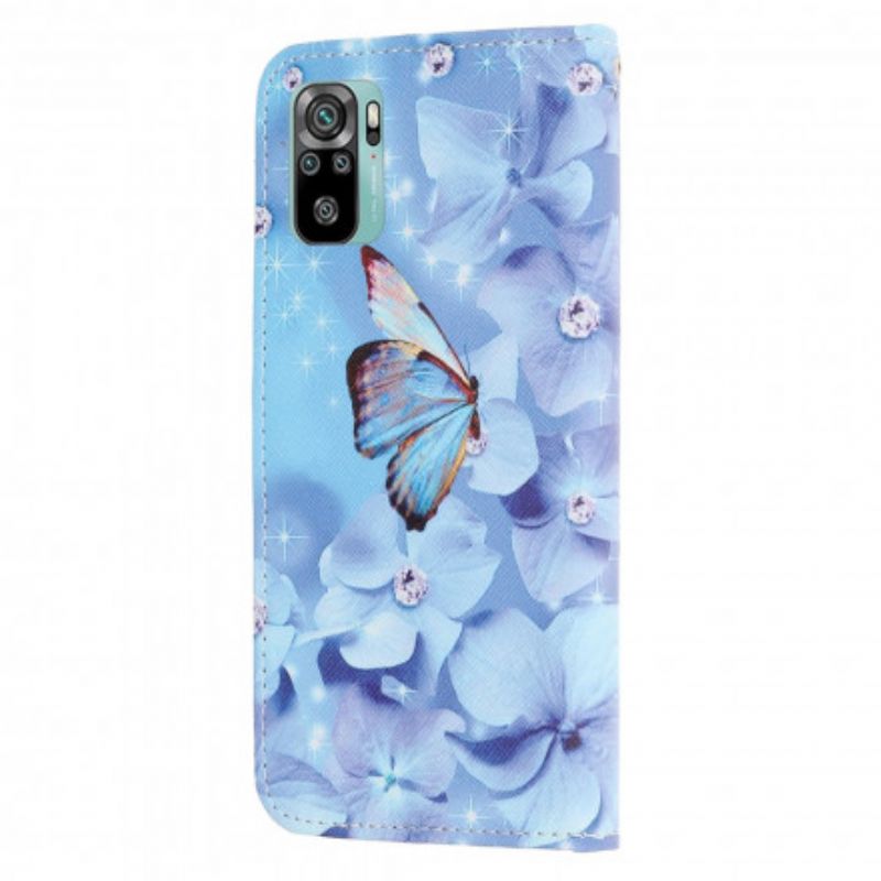 Peňaženkový Kryt Xiaomi Redmi Note 10 / 10S Strappy Diamond Butterflies