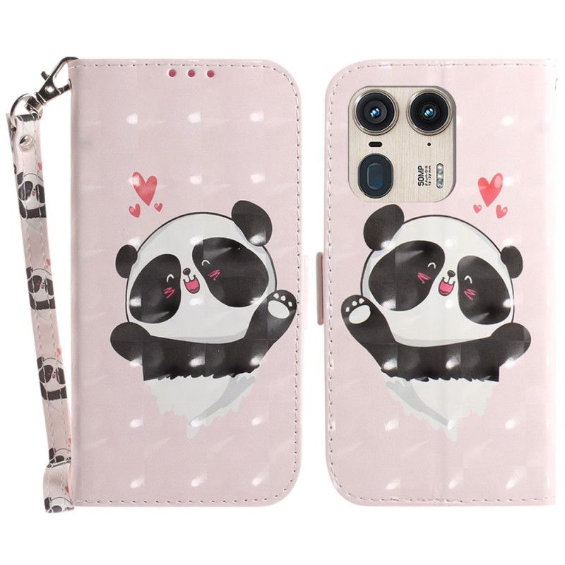 Puzdro Motorola Edge 50 Ultra Panda Love With Strap