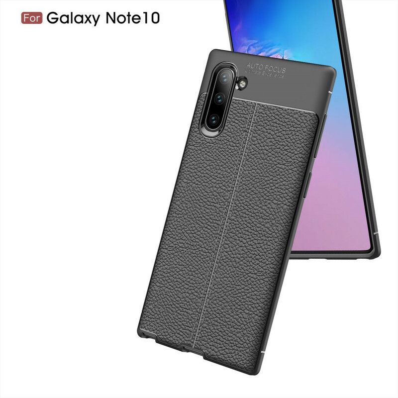 Kryt Samsung Galaxy Note 10 Efekt Dvojitej Kože Litchi