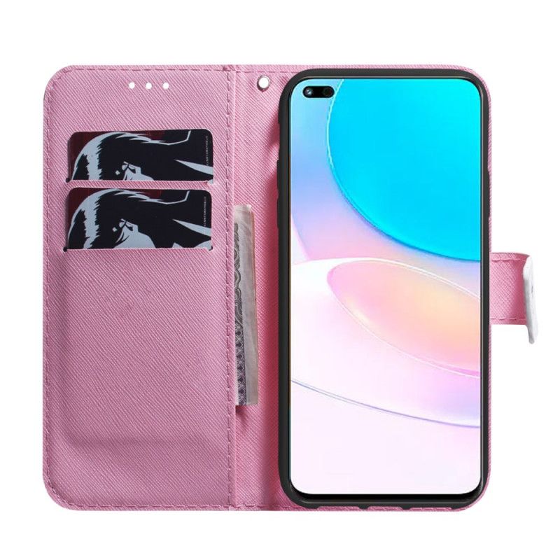 Kožené Puzdro Huawei Nova 8i Kvet Dusty Pink