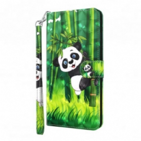 Kožené Puzdro Xiaomi Redmi Note 9 Pro 5G Svetlá Škvrna Panda A Bamboo