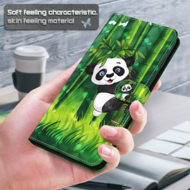 Kožené Puzdro Xiaomi Redmi Note 9 Pro 5G Svetlá Škvrna Panda A Bamboo