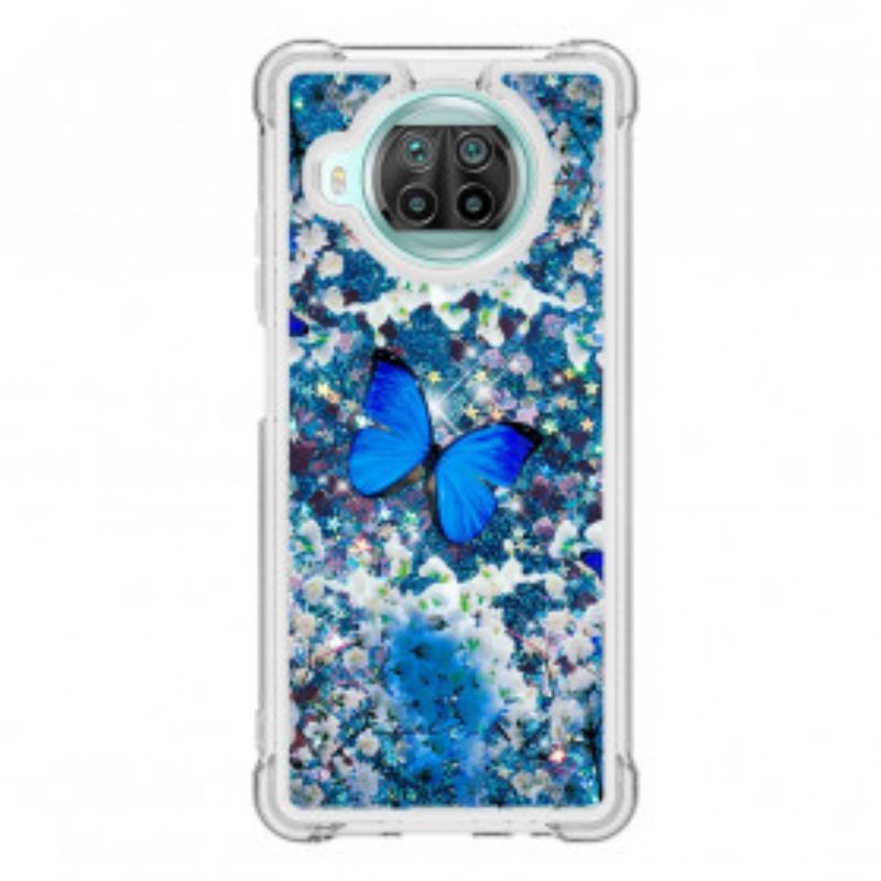 Kryt Xiaomi Redmi Note 9 Pro 5G Glitter Blue Butterflies