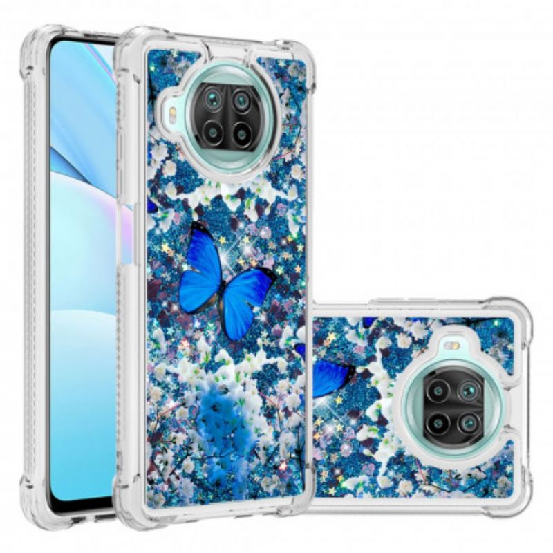 Kryt Xiaomi Redmi Note 9 Pro 5G Glitter Blue Butterflies