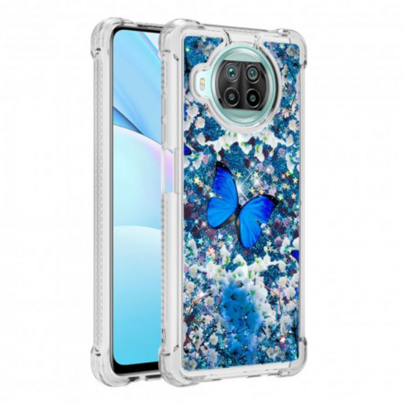 Kryt Xiaomi Redmi Note 9 Pro 5G Glitter Blue Butterflies