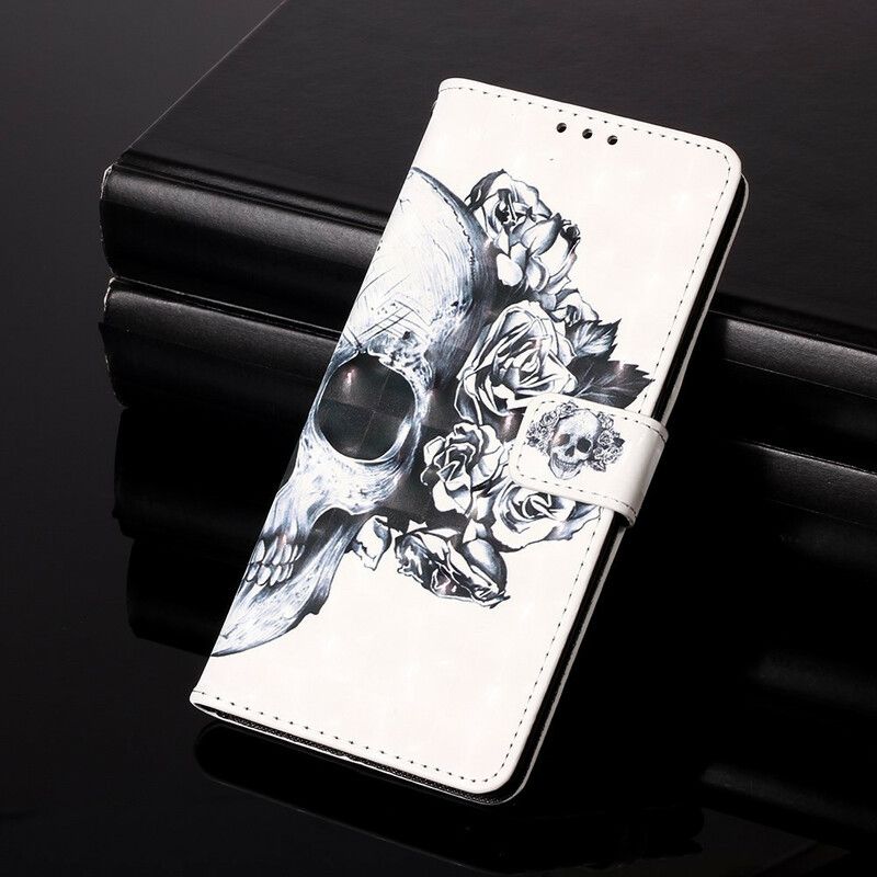 Peňaženkový Kryt Huawei P Smart 2020 Kvetinová Lebka