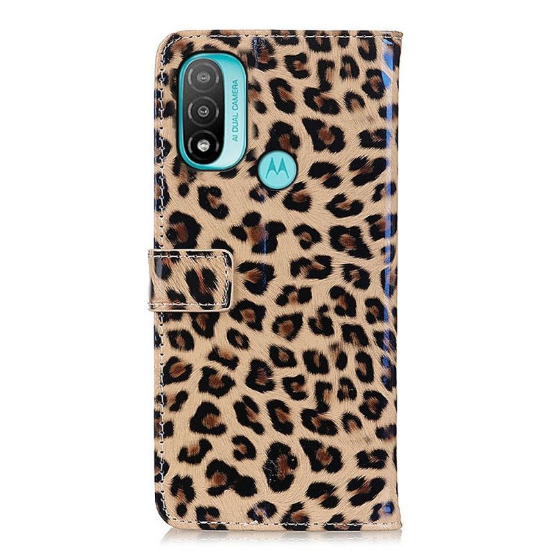 Kožené Puzdro Moto E40 / E30 / E20 Obyčajný Leopard