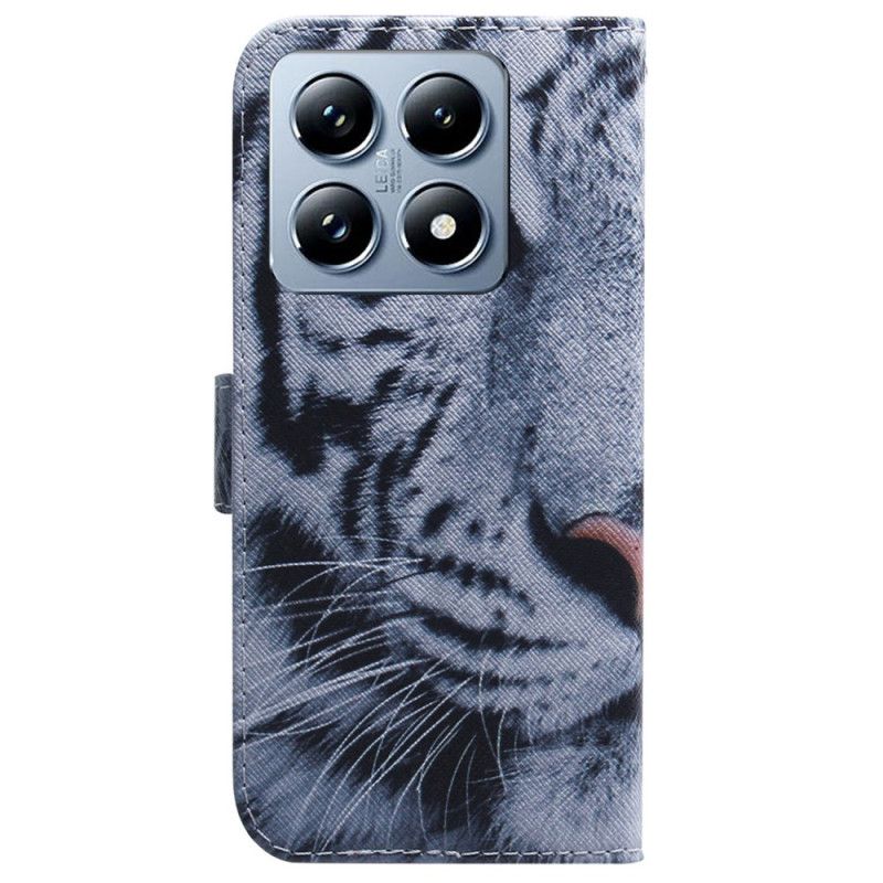 Kožené Puzdro Xiaomi 14t Kryt Na Mobil Biely Tiger