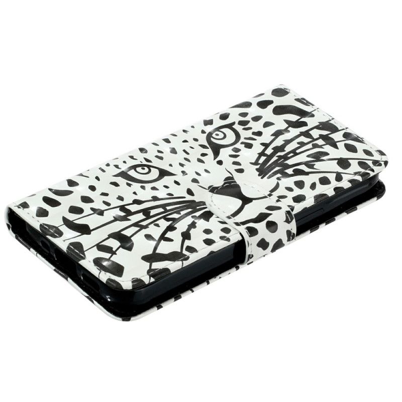 Kožené Puzdro Xiaomi 14t Kryt Na Mobil Grafický Remienok Leopard