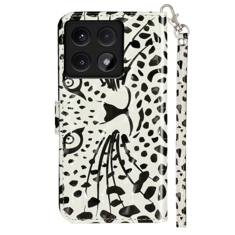 Kožené Puzdro Xiaomi 14t Kryt Na Mobil Grafický Remienok Leopard