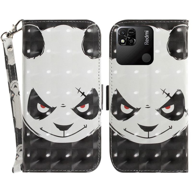 Kožené Puzdro Xiaomi Redmi 10A Angry Panda With Lanyard