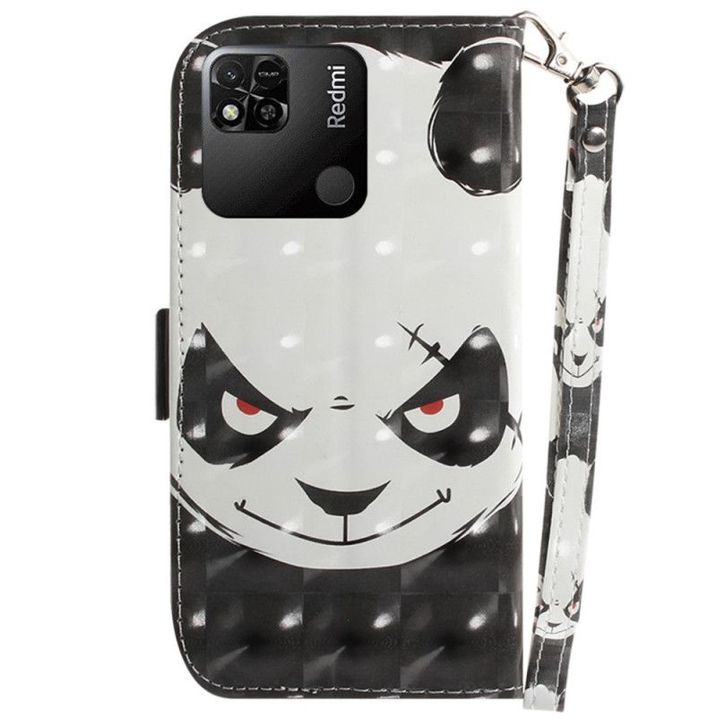 Kožené Puzdro Xiaomi Redmi 10A Angry Panda With Lanyard