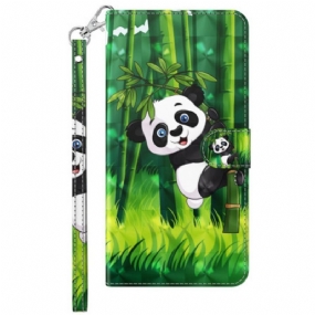 Kožené Puzdro Xiaomi Redmi 10A Bambusová Panda So Šnúrkou