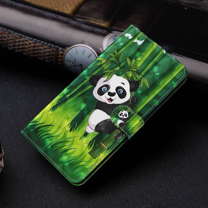 Kožené Puzdro Xiaomi Redmi 10A Bambusová Panda So Šnúrkou