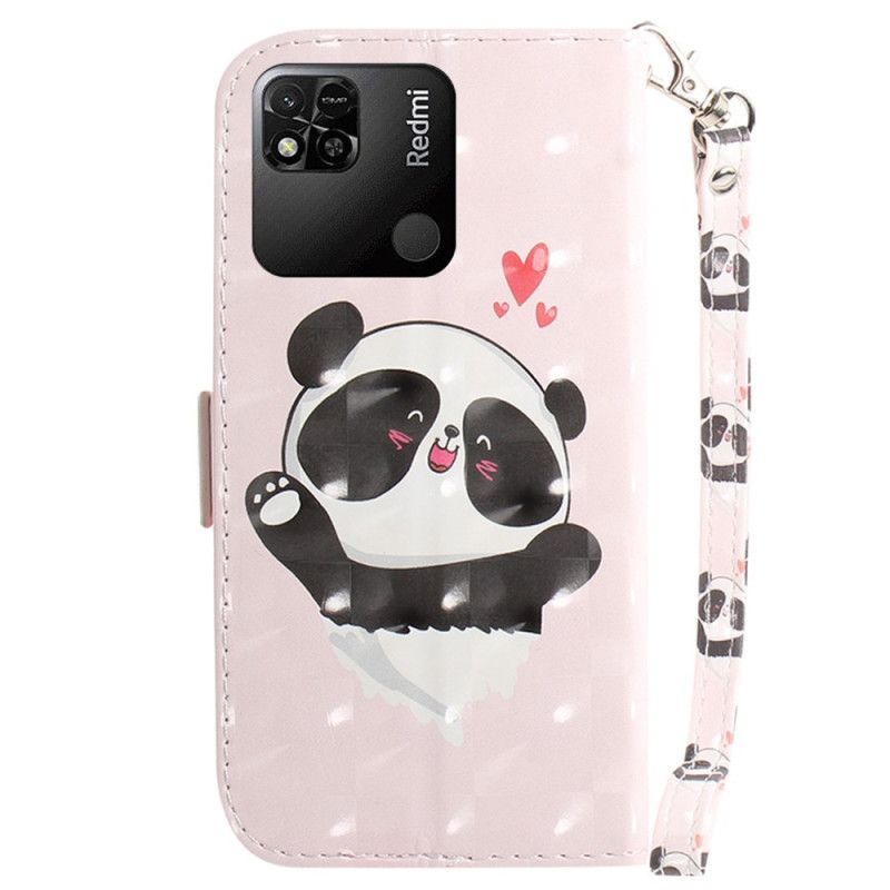 Kožené Puzdro Xiaomi Redmi 10A Panda Love With Lanyard