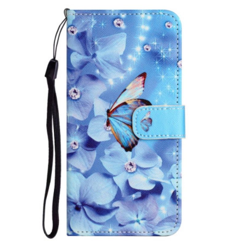 Kožené Puzdro OnePlus 10T 5G Strappy Diamond Butterflies