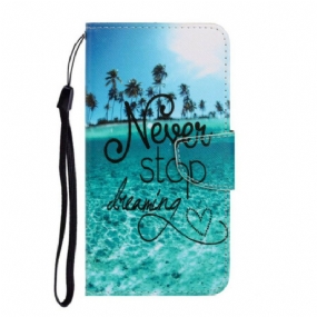 Kožené Puzdro Samsung Galaxy A31 Never Stop Dreaming Navy Strappy