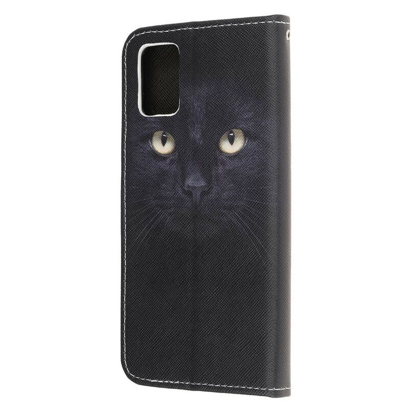 Kožené Puzdro Samsung Galaxy A31 Strappy Black Cat Eyes