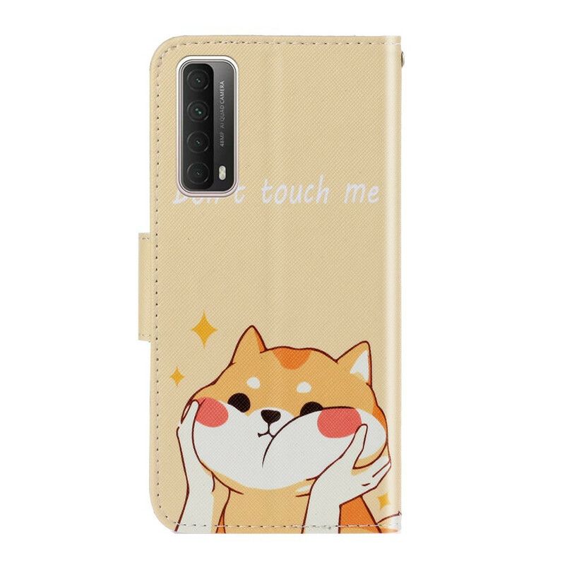 Kožené Puzdro Huawei P Smart 2021 Cat Don't Touch Me S Popruhom