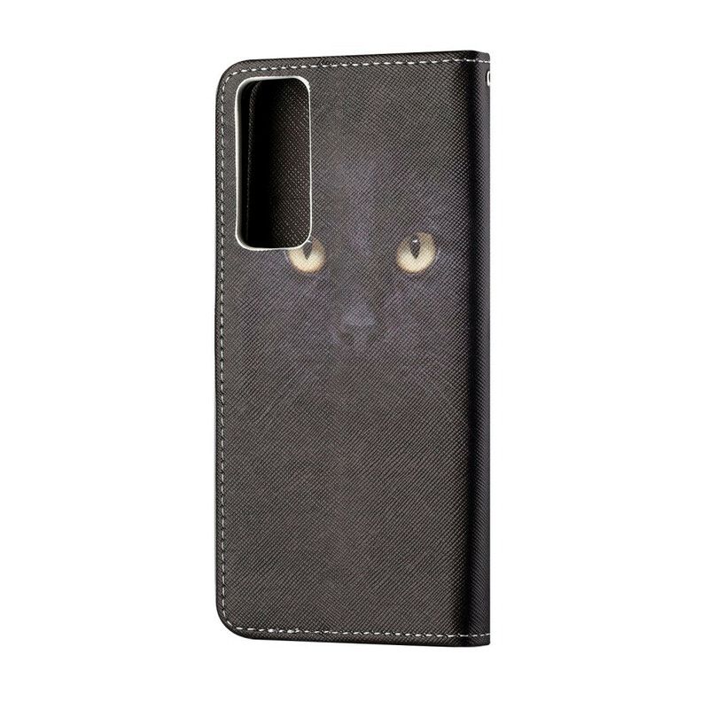 Kožené Puzdro Huawei P Smart 2021 Strappy Black Cat Eyes