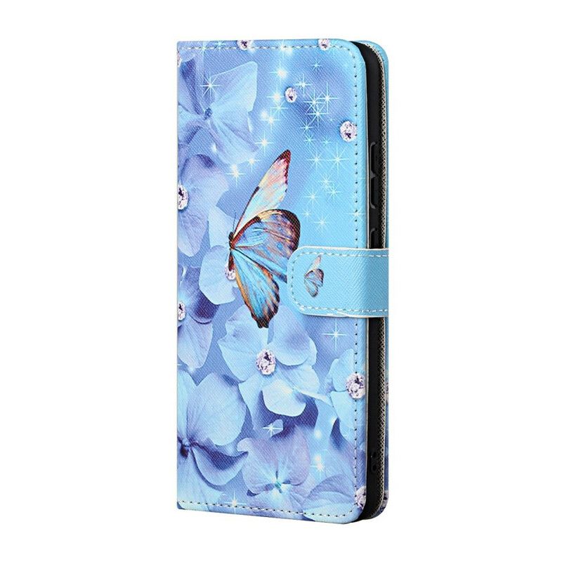 Kožené Puzdro Huawei P Smart 2021 Strappy Diamond Butterflies