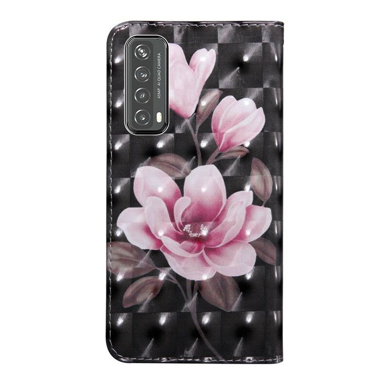 Kožené Puzdro Huawei P Smart 2021 Svetlé Bodové Kvety Kvitnú