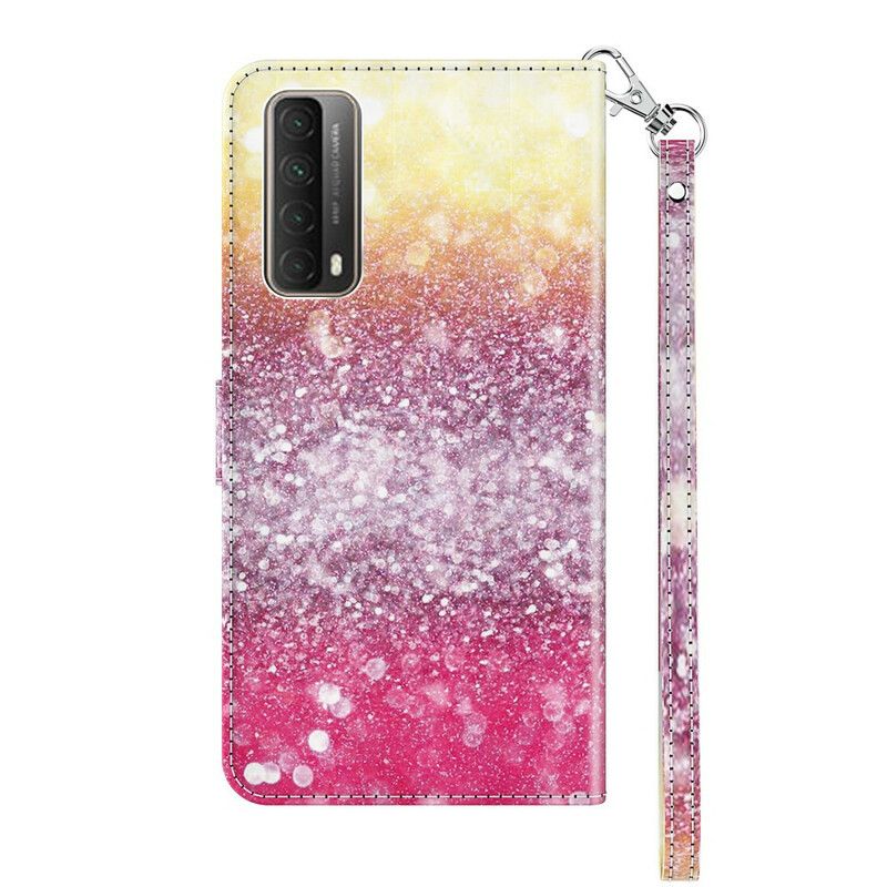 Peňaženkový Kryt Huawei P Smart 2021 Magenta Glitter Gradient