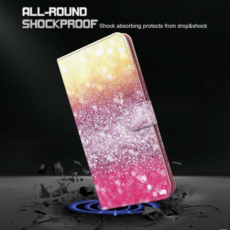 Peňaženkový Kryt Huawei P Smart 2021 Magenta Glitter Gradient