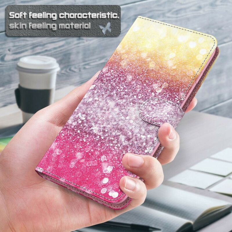 Peňaženkový Kryt Huawei P Smart 2021 Magenta Glitter Gradient