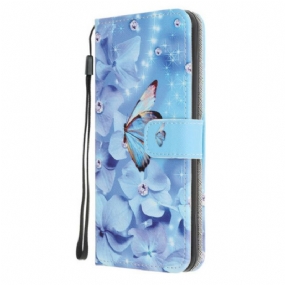 Peňaženkový Kryt Samsung Galaxy Note 20 Strappy Diamond Butterflies