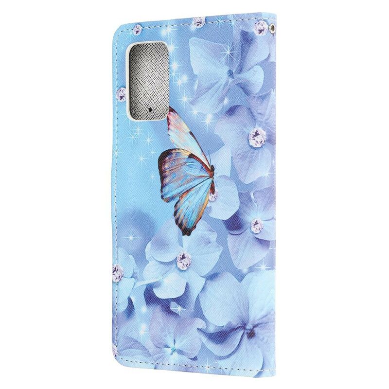 Peňaženkový Kryt Samsung Galaxy Note 20 Strappy Diamond Butterflies