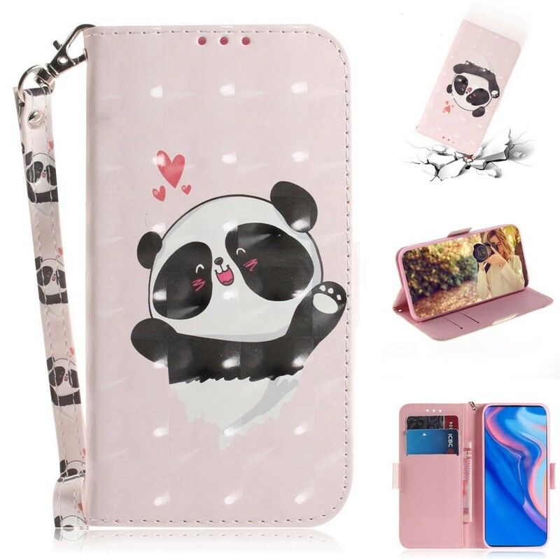 Kožené Puzdro Huawei P Smart Z Panda Love With Lanyard