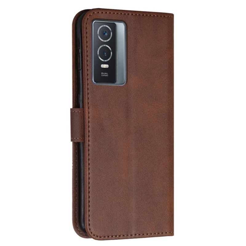 Kožené Puzdro Vivo Y76 5G Efekt Remienky Geo Leather