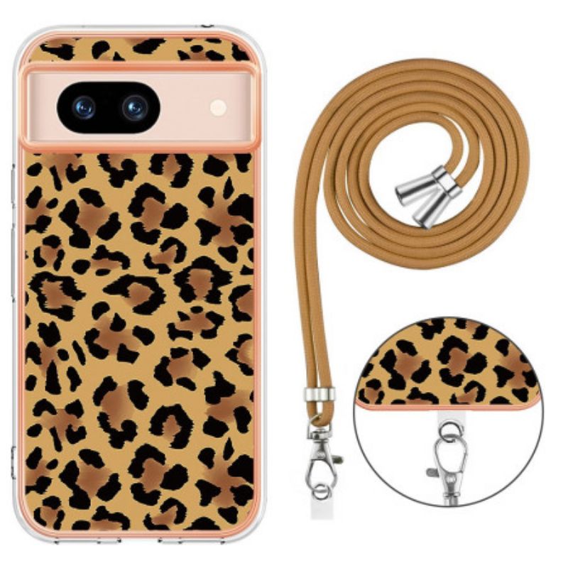 Kryt Google Pixel 8a Kryt Na Mobil Šnúrka S Leopardím Vzorom