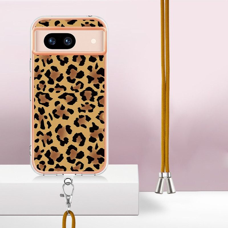 Kryt Google Pixel 8a Kryt Na Mobil Šnúrka S Leopardím Vzorom