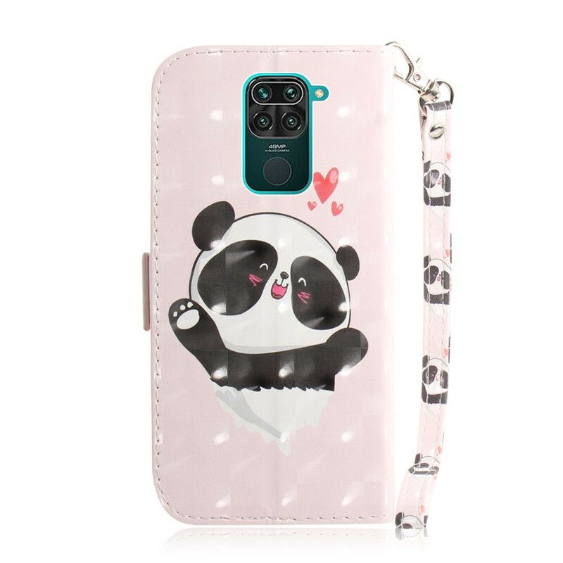 Flipové Puzdro Xiaomi Redmi Note 9 Panda Love With Lanyard