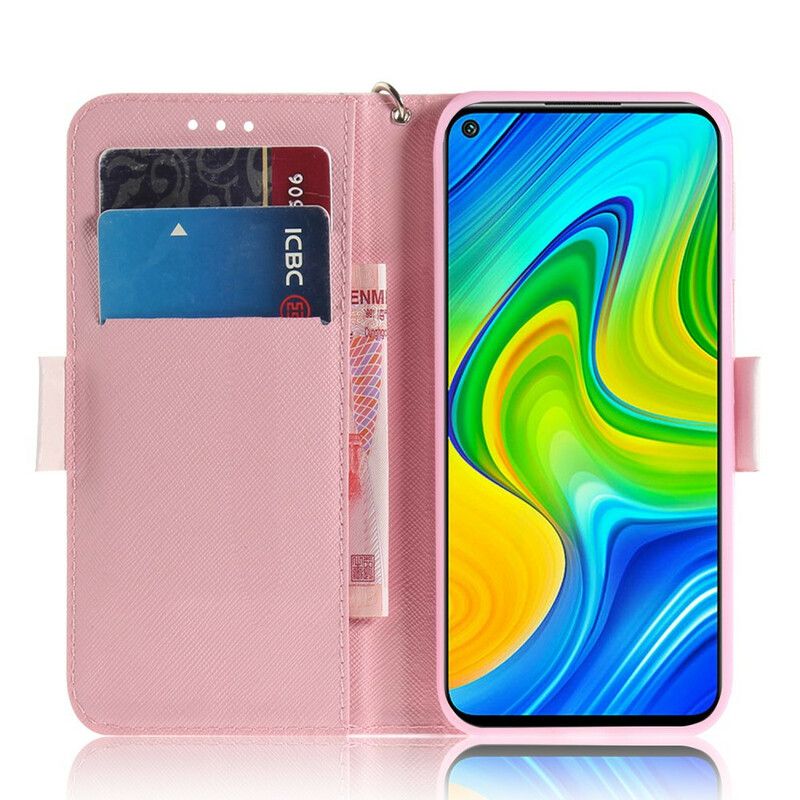 Flipové Puzdro Xiaomi Redmi Note 9 Panda Love With Lanyard