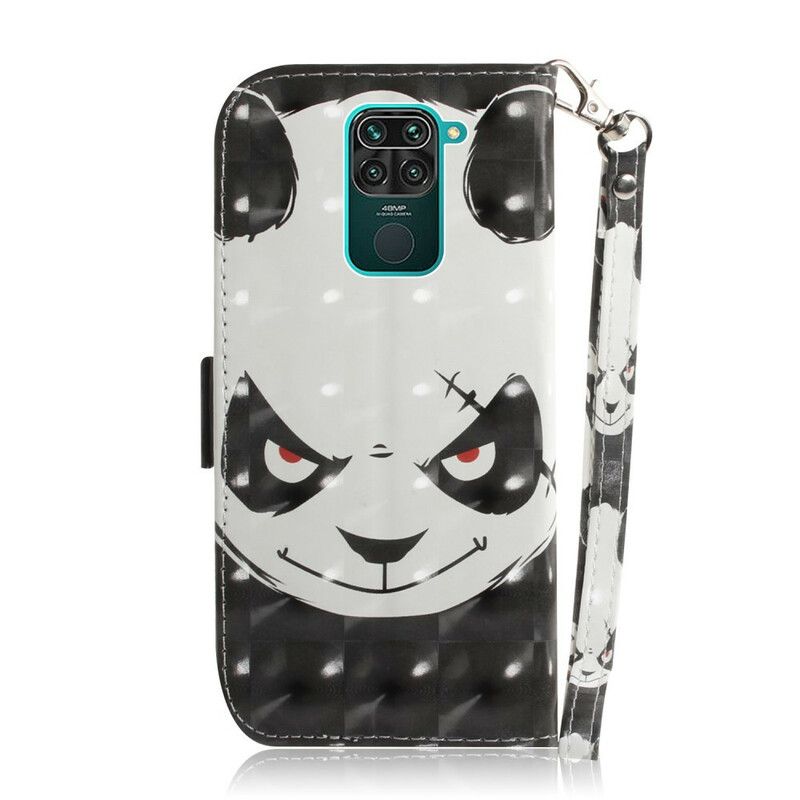 Kožené Puzdro Xiaomi Redmi Note 9 Angry Panda With Lanyard