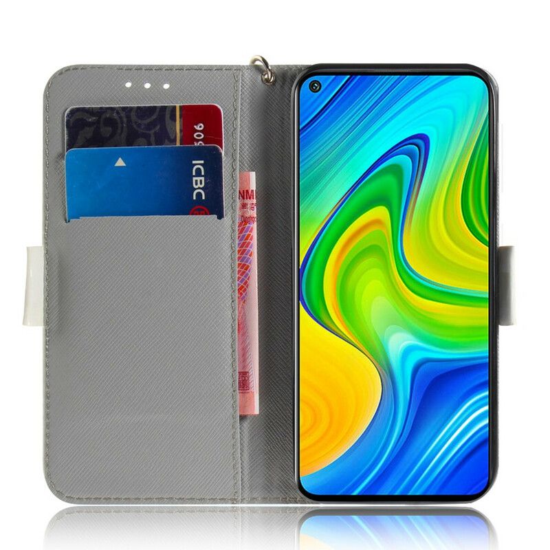 Kožené Puzdro Xiaomi Redmi Note 9 Kvitnúca Vetva S Popruhom