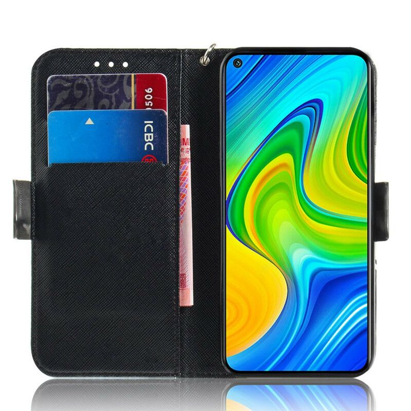 Kožené Puzdro Xiaomi Redmi Note 9 Sivá Mačka S Popruhom