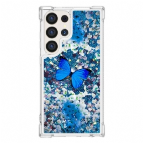 Kryt Samsung Galaxy S24 Ultra 5g Blue Butterfly Glitter