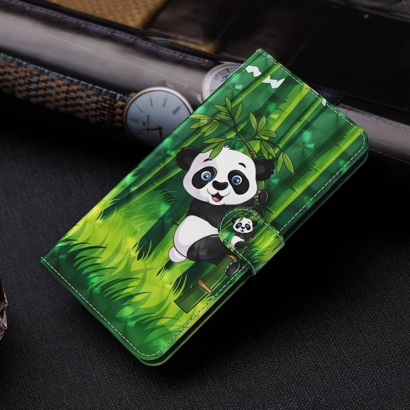 Kožené Puzdro Oppo A54 5G / A74 5G Panda A Bambus So Šnúrkou