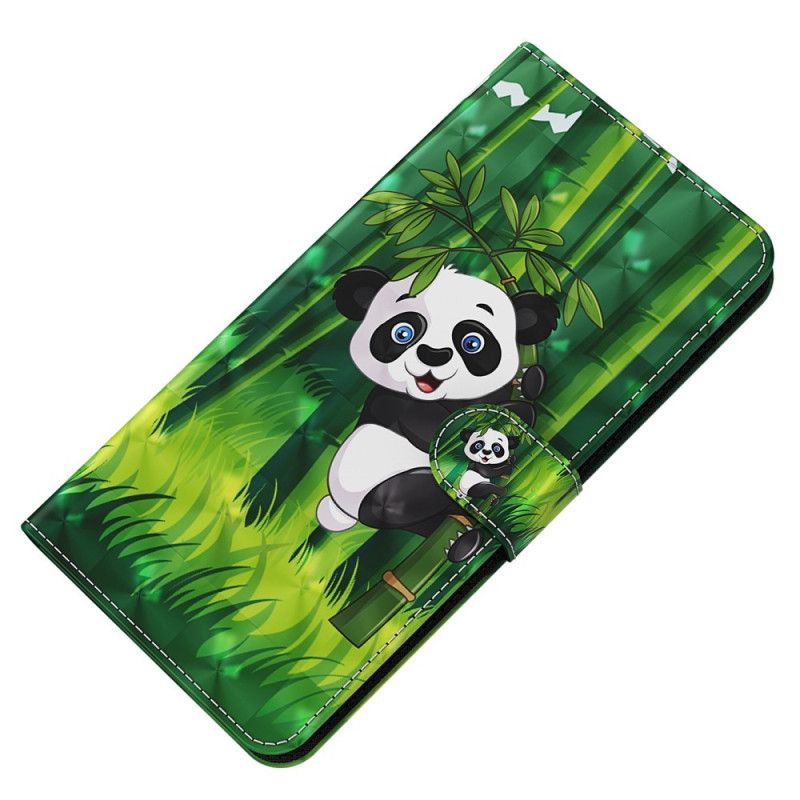 Kožené Puzdro Oppo A54 5G / A74 5G Panda A Bambus So Šnúrkou